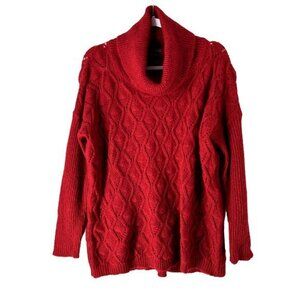 Elsamanda Womens Sweater Size M Red Italian Mohair Blend Turtleneck